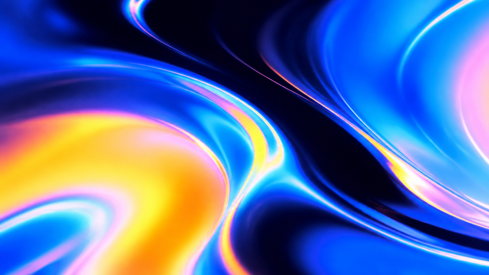 Abstract flowing blue, gold, and pink light